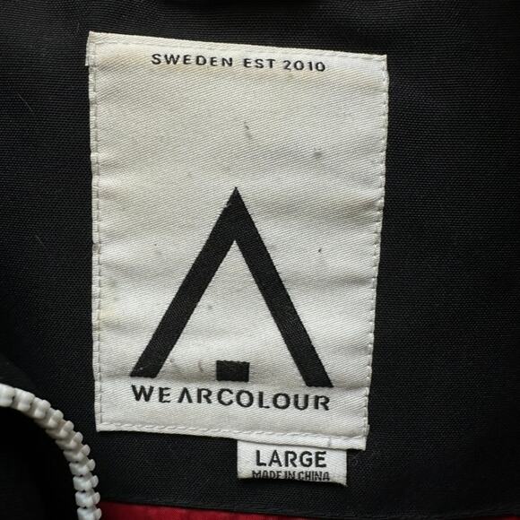 WEARCOLOUR Black Red Lined‎ Hooded Jacket Men's Size L Waterproof Snow Ski Coat - Picture 12 of 14